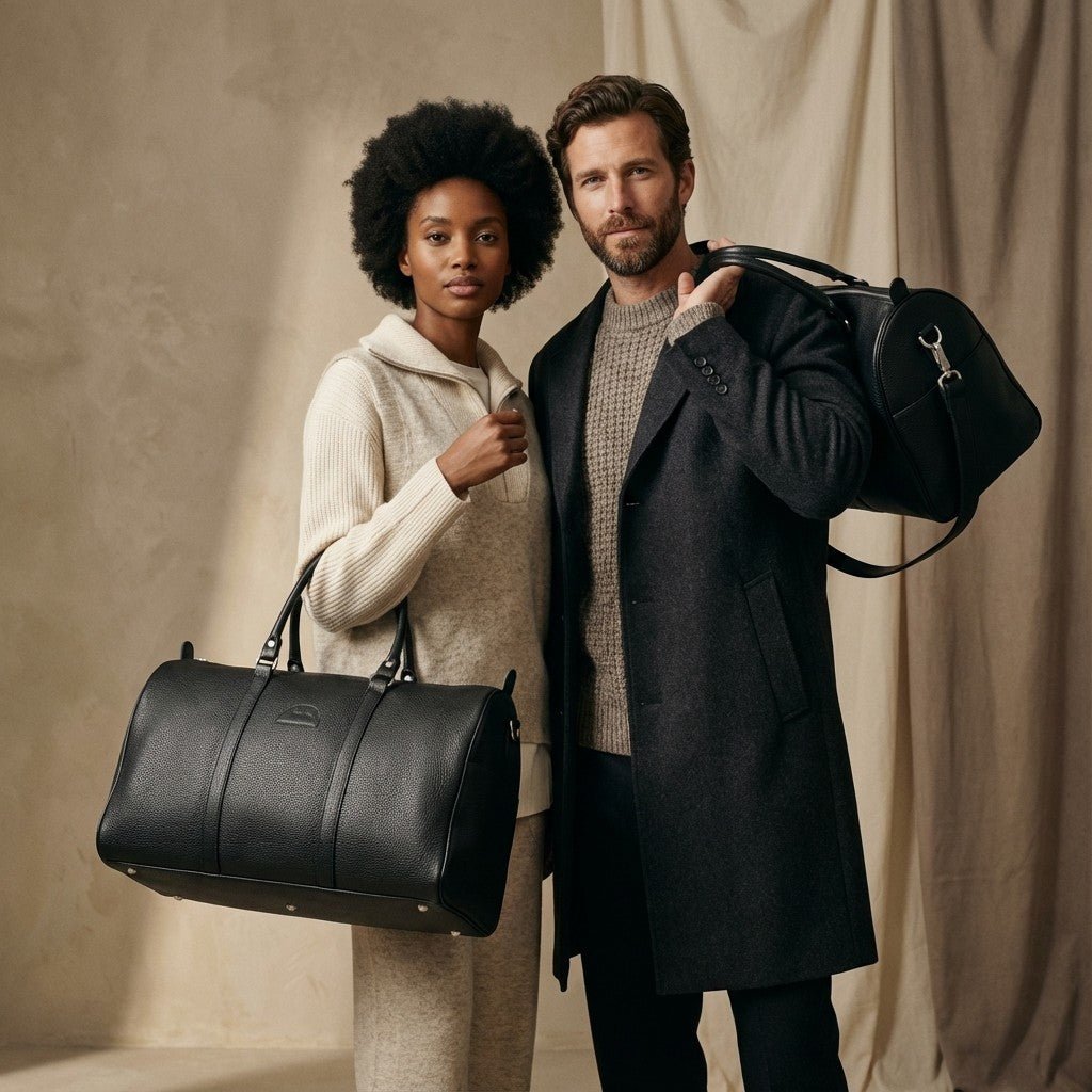 Sacs de voyage en cuir noir pour les escapades de week-end et les voyages