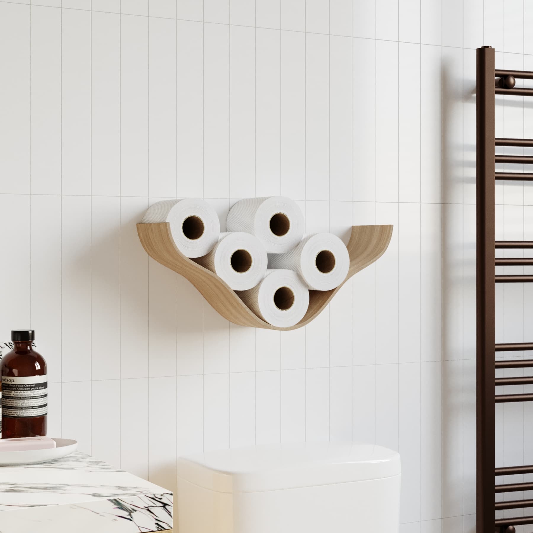 Cloud Handmade Wooden Toilet Paper Holder crafted in Europe from birch plywood