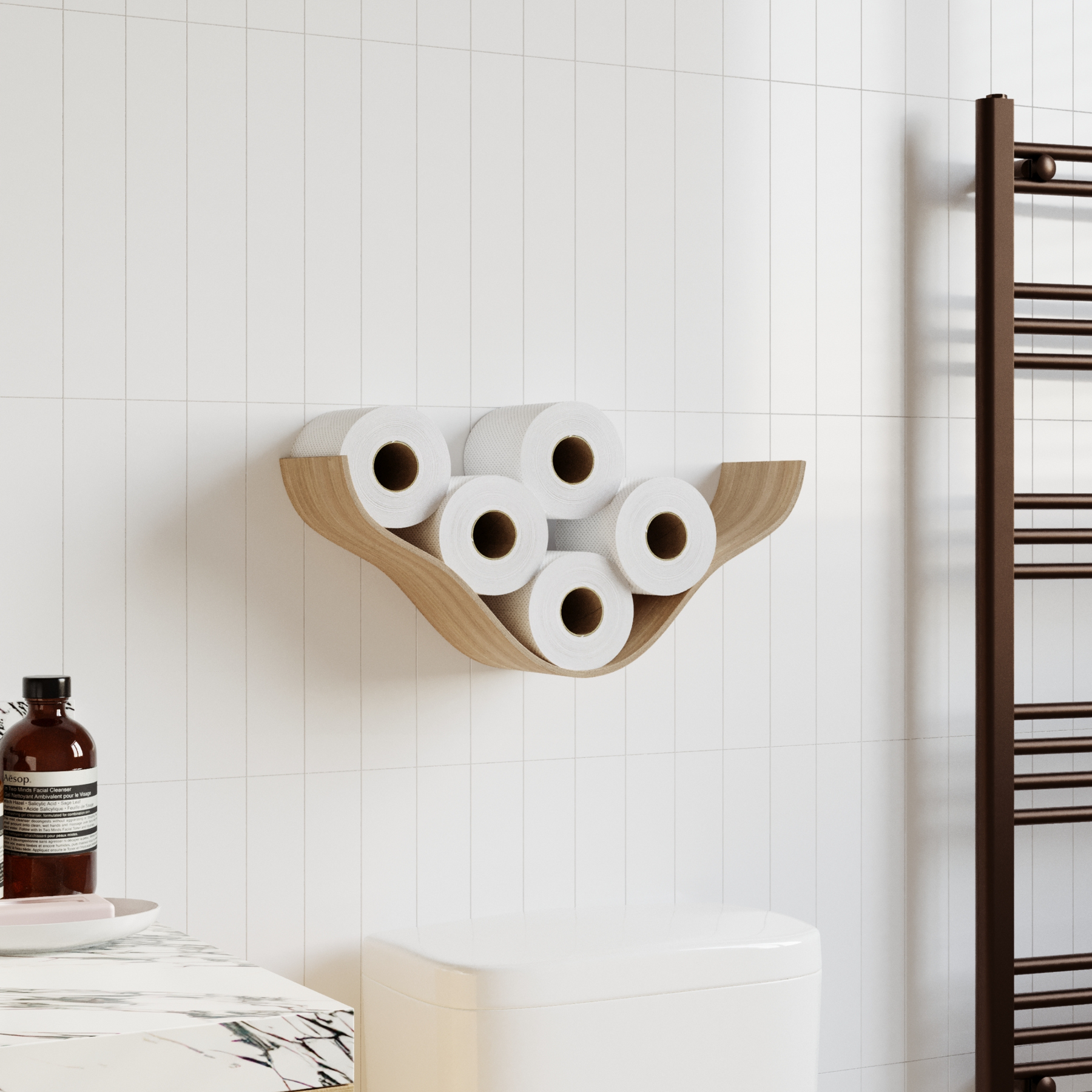 Cloud Handmade Wooden Toilet Paper Holder crafted in Europe from birch plywood