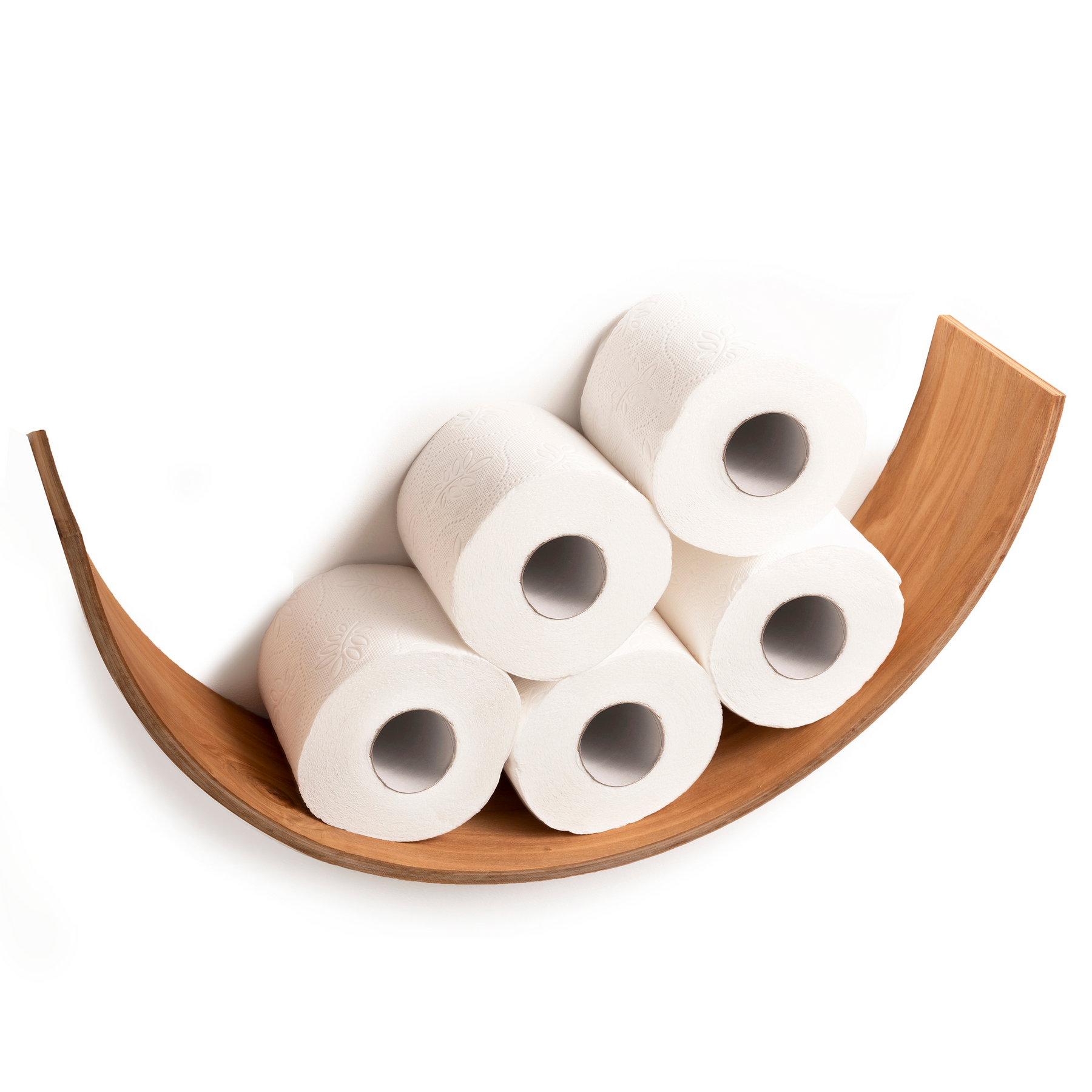 Smile Handmade Wooden Toilet Paper Holder crafted in Europe from birch plywood