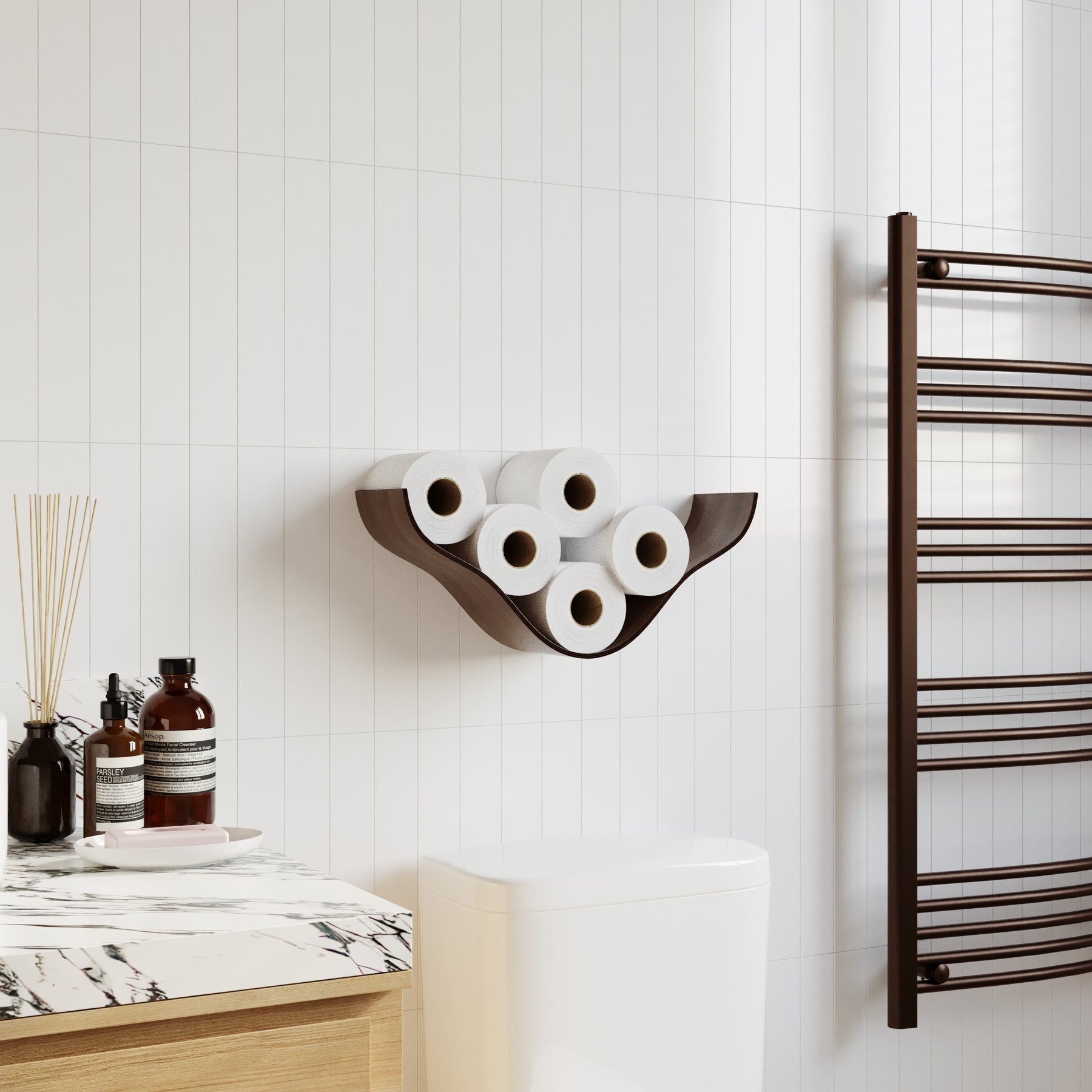 Cloud Handmade Wooden Toilet Paper Holder crafted in Europe from birch plywood