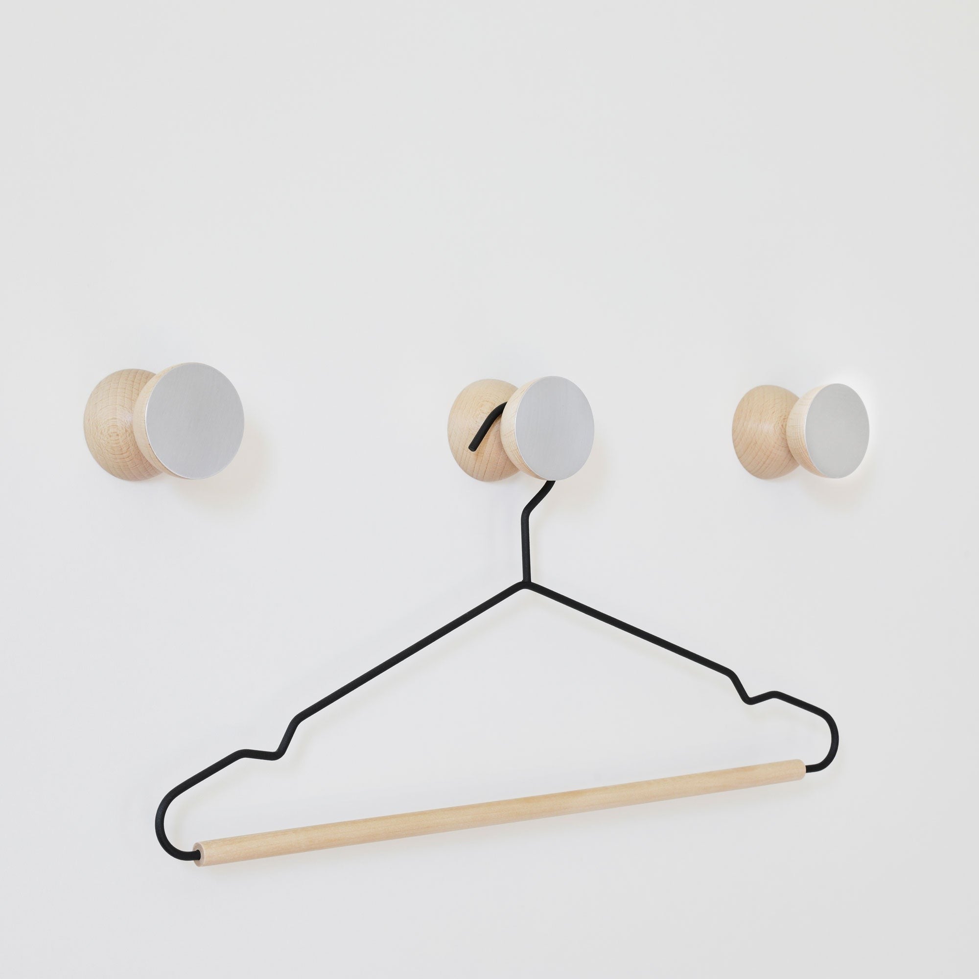 Beech Wood & Aluminium Wall Hook / Knob