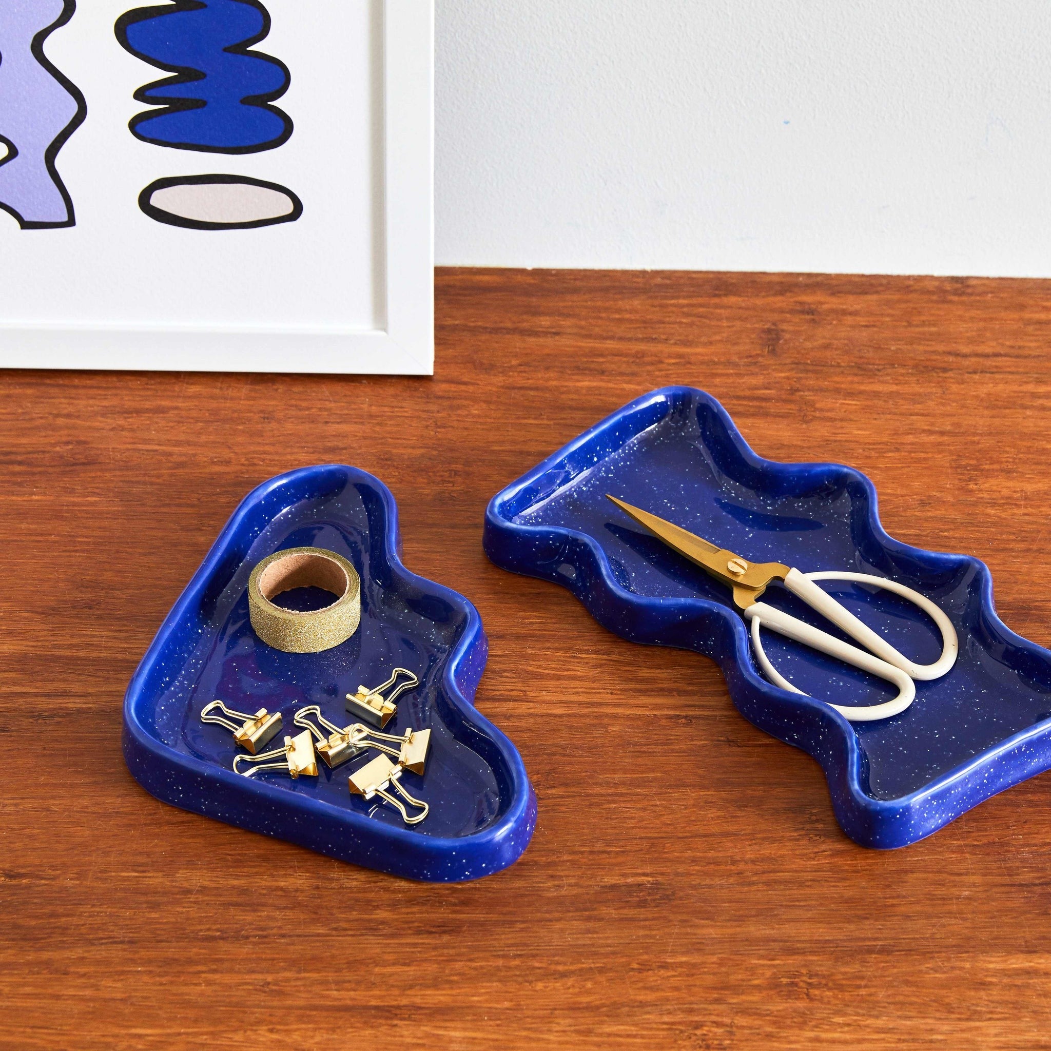 Ceramic Wave Tray – Rectangular Blue