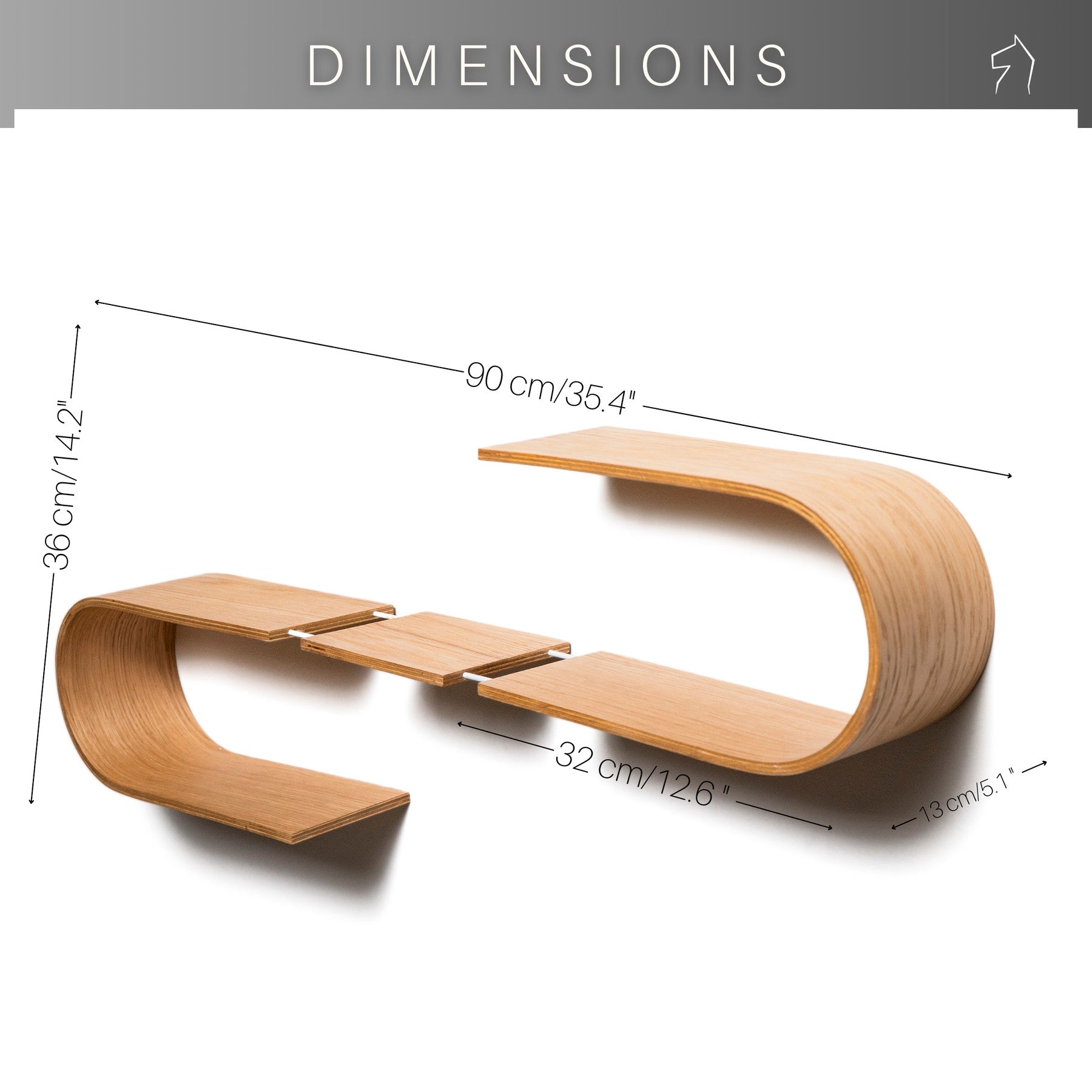 Luno Floating Wooden Wall Shelf handcrafted in Europe from birch plywood