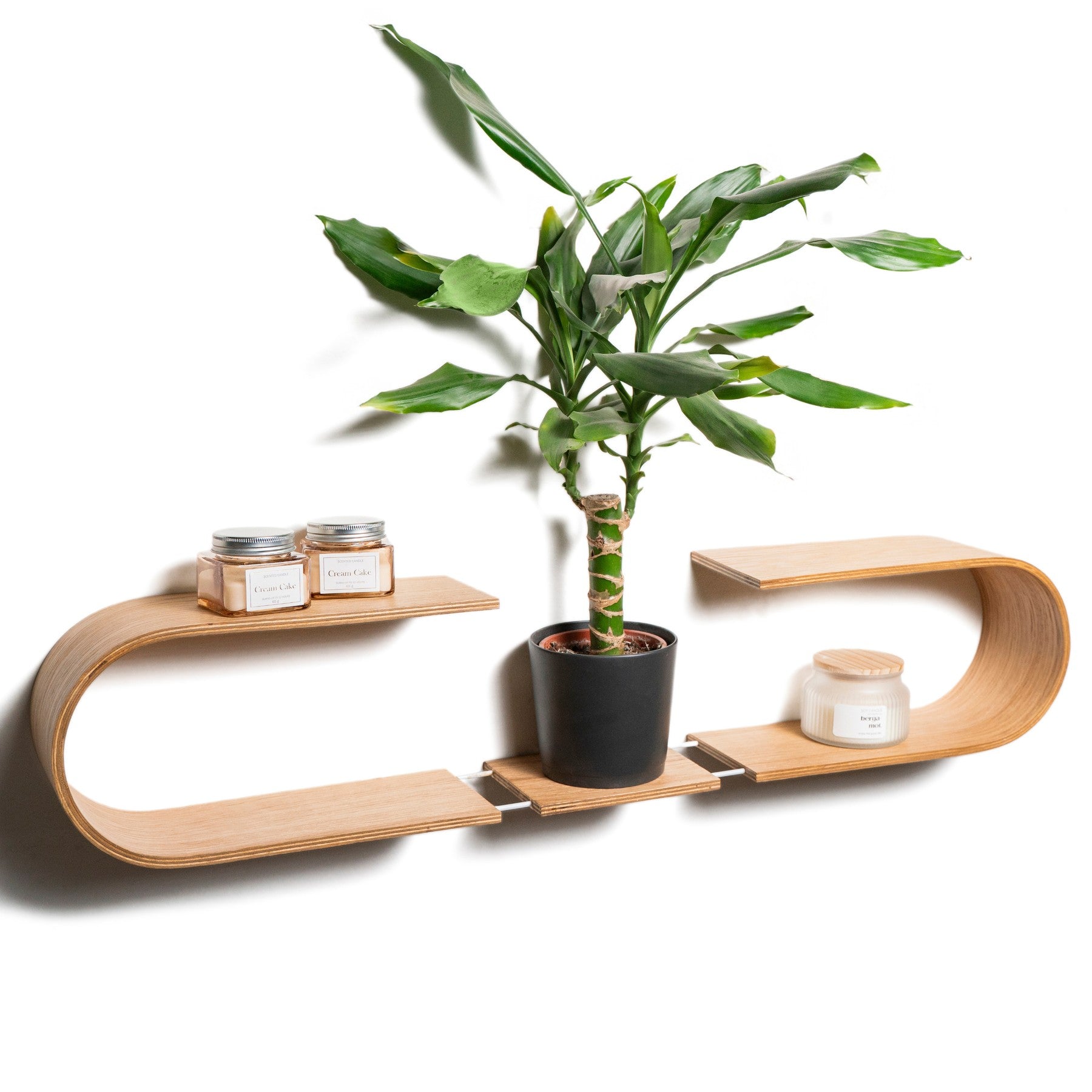 Luno Floating Wooden Wall Shelf handcrafted in Europe from birch plywood