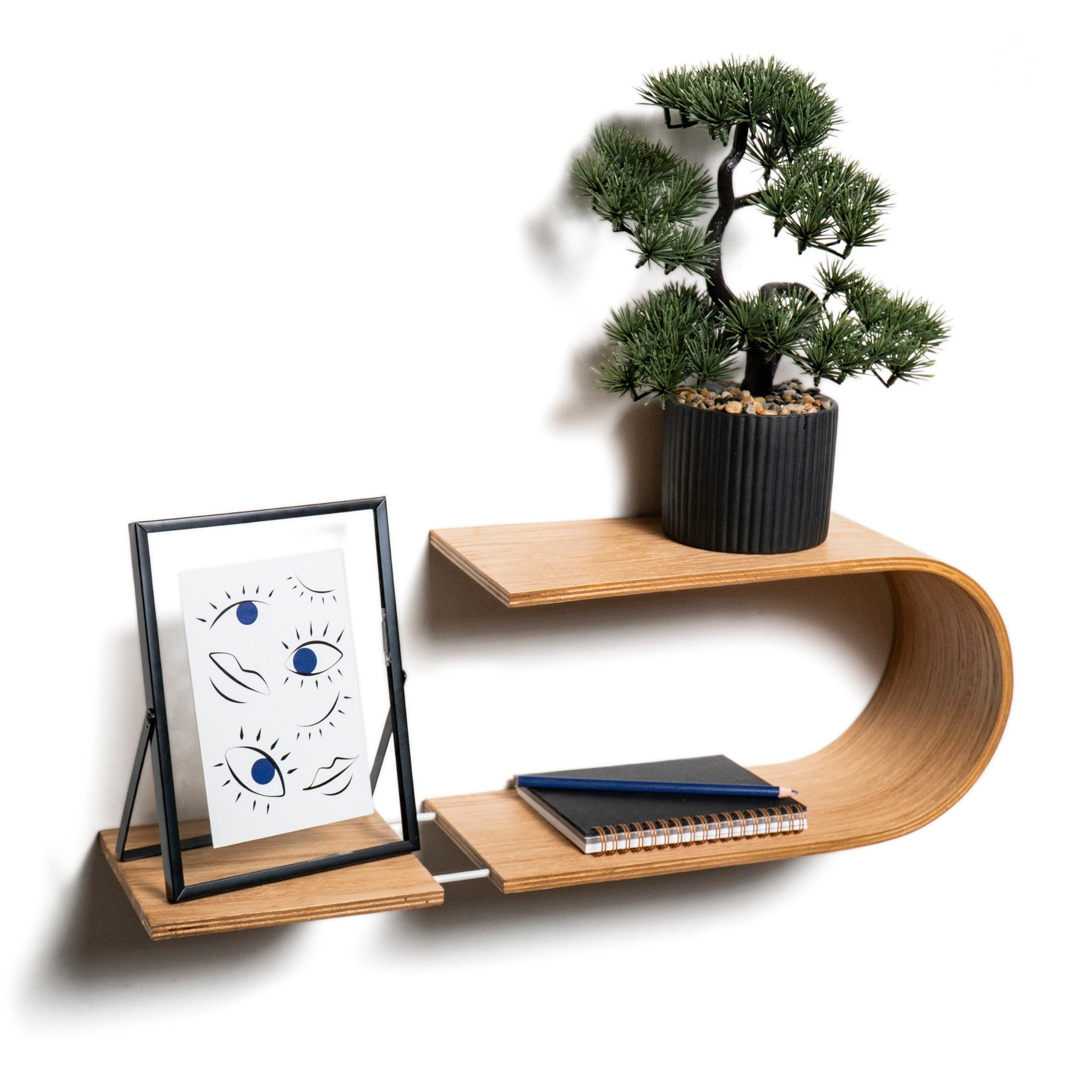 Luno Floating Wooden Wall Shelf handcrafted in Europe from birch plywood