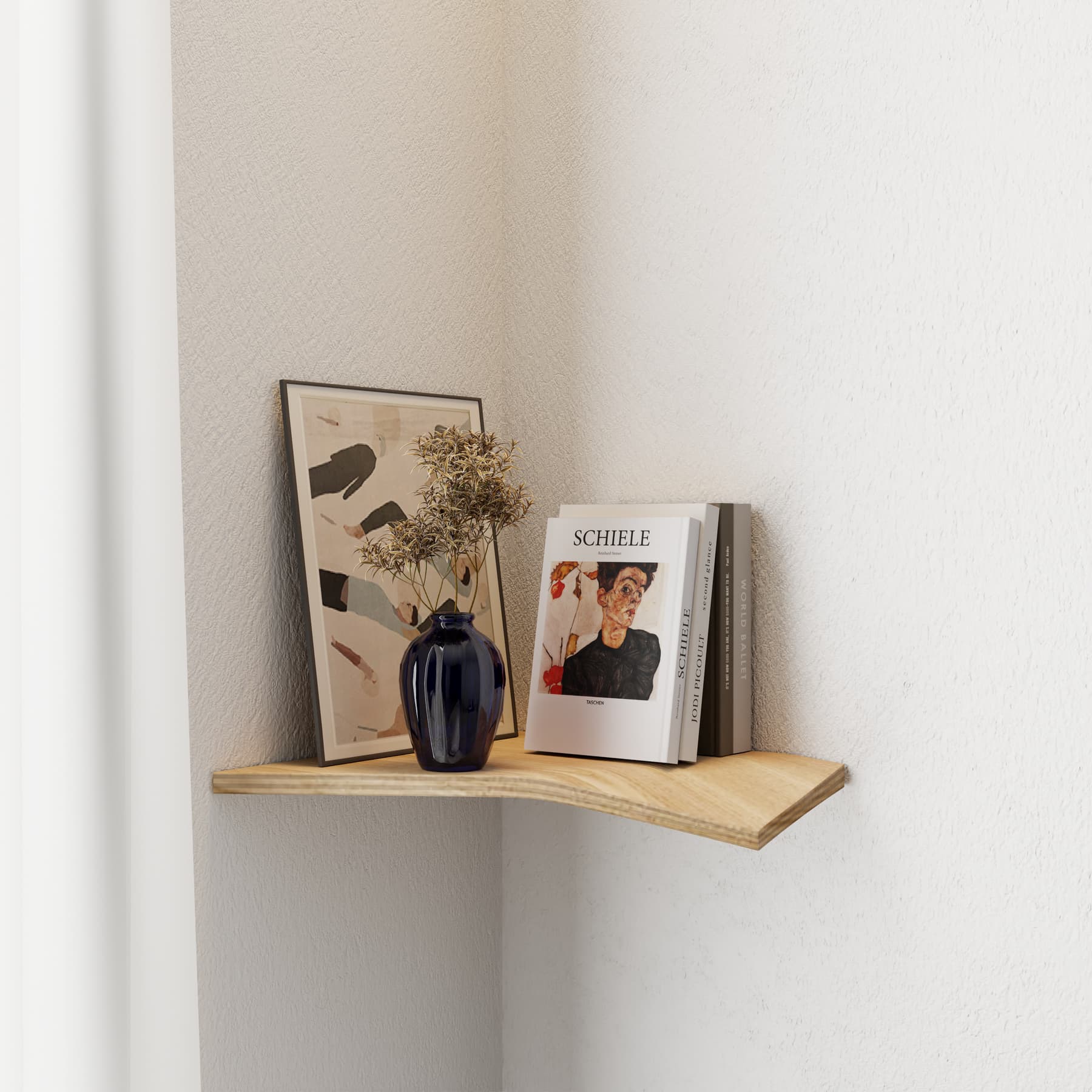 Wooden Corner Shelf handcrafted in Europe from birch plywood