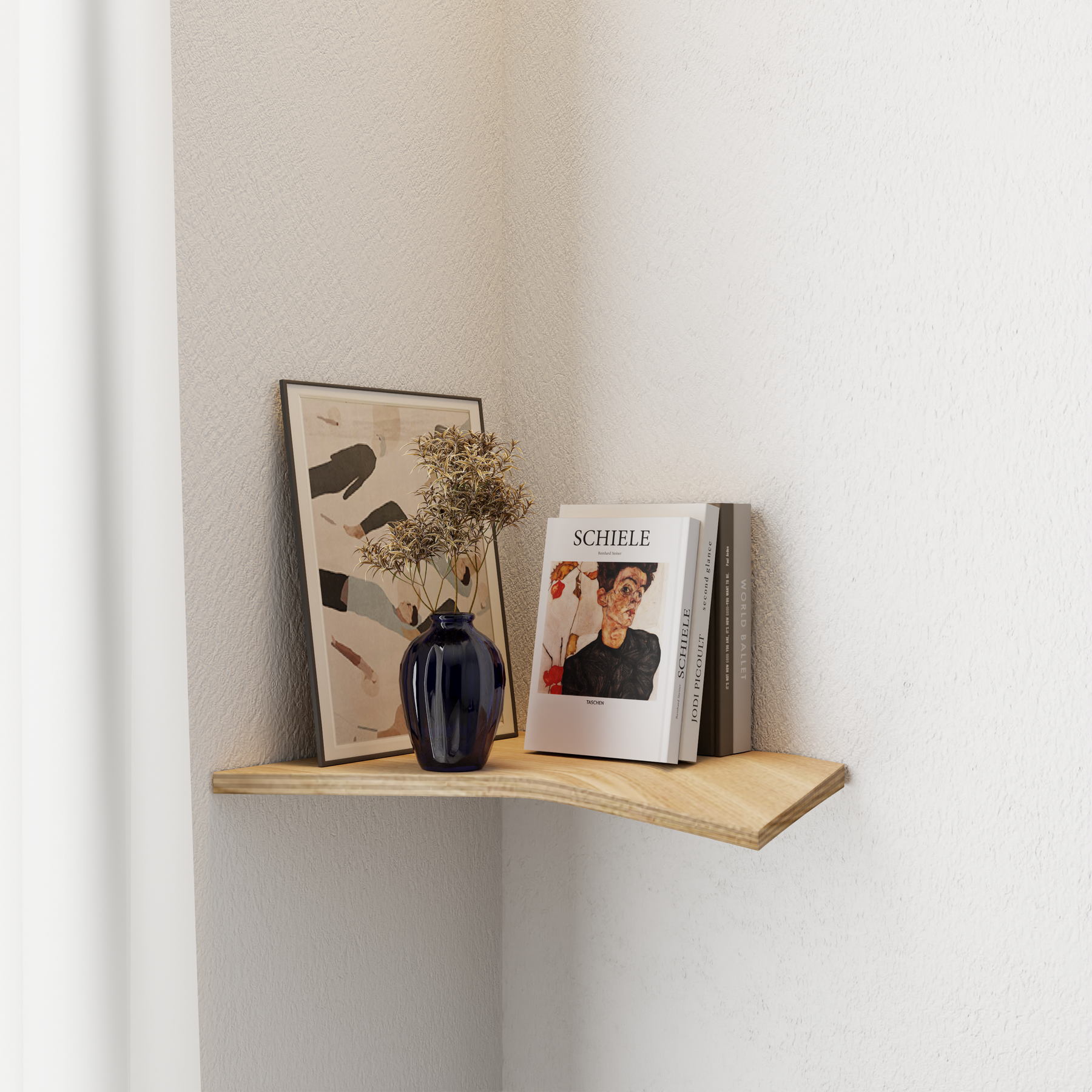 Wooden Corner Shelf handcrafted in Europe from birch plywood