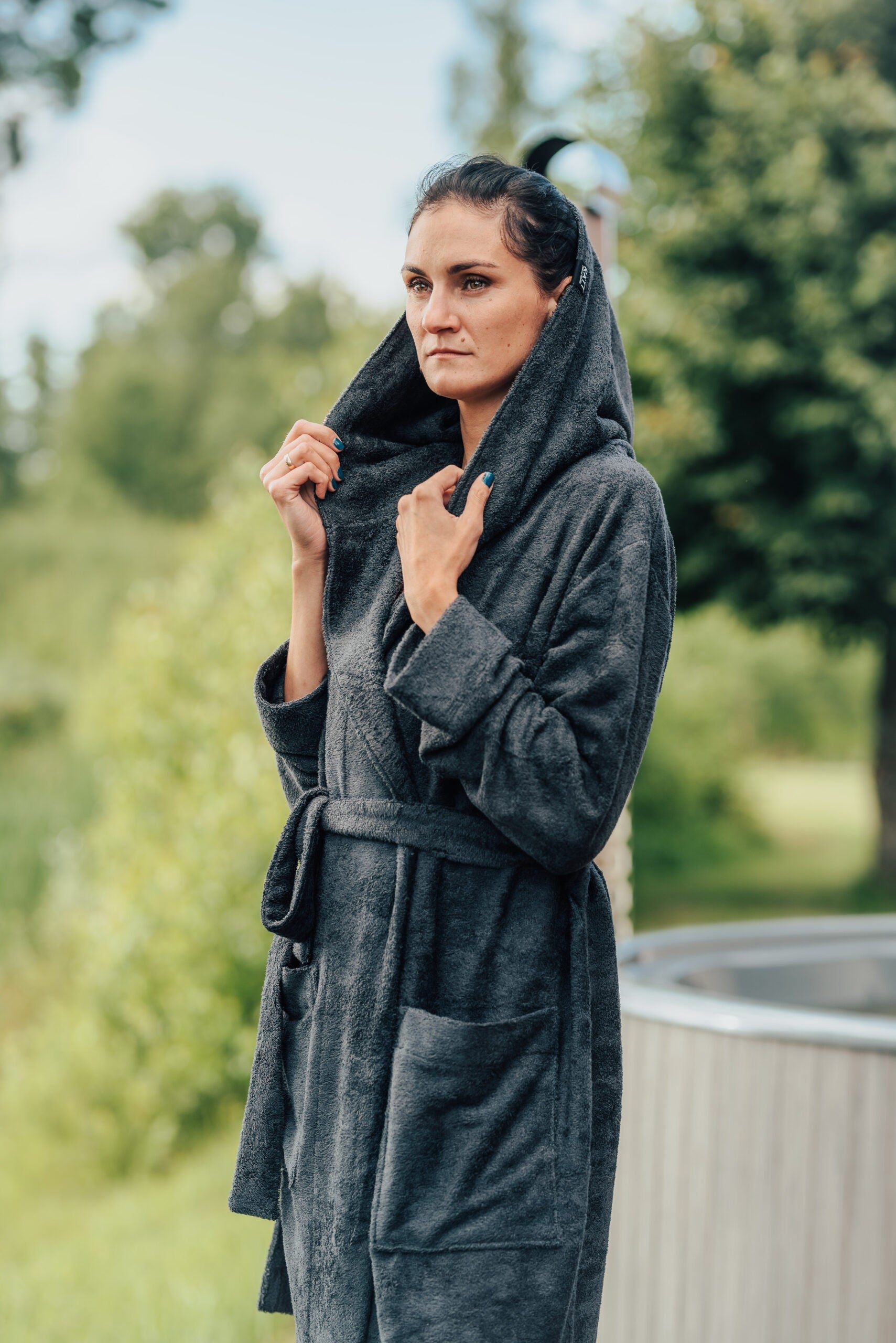 Handmade Unisex Hooded Bathrobe - Bamboo Terry