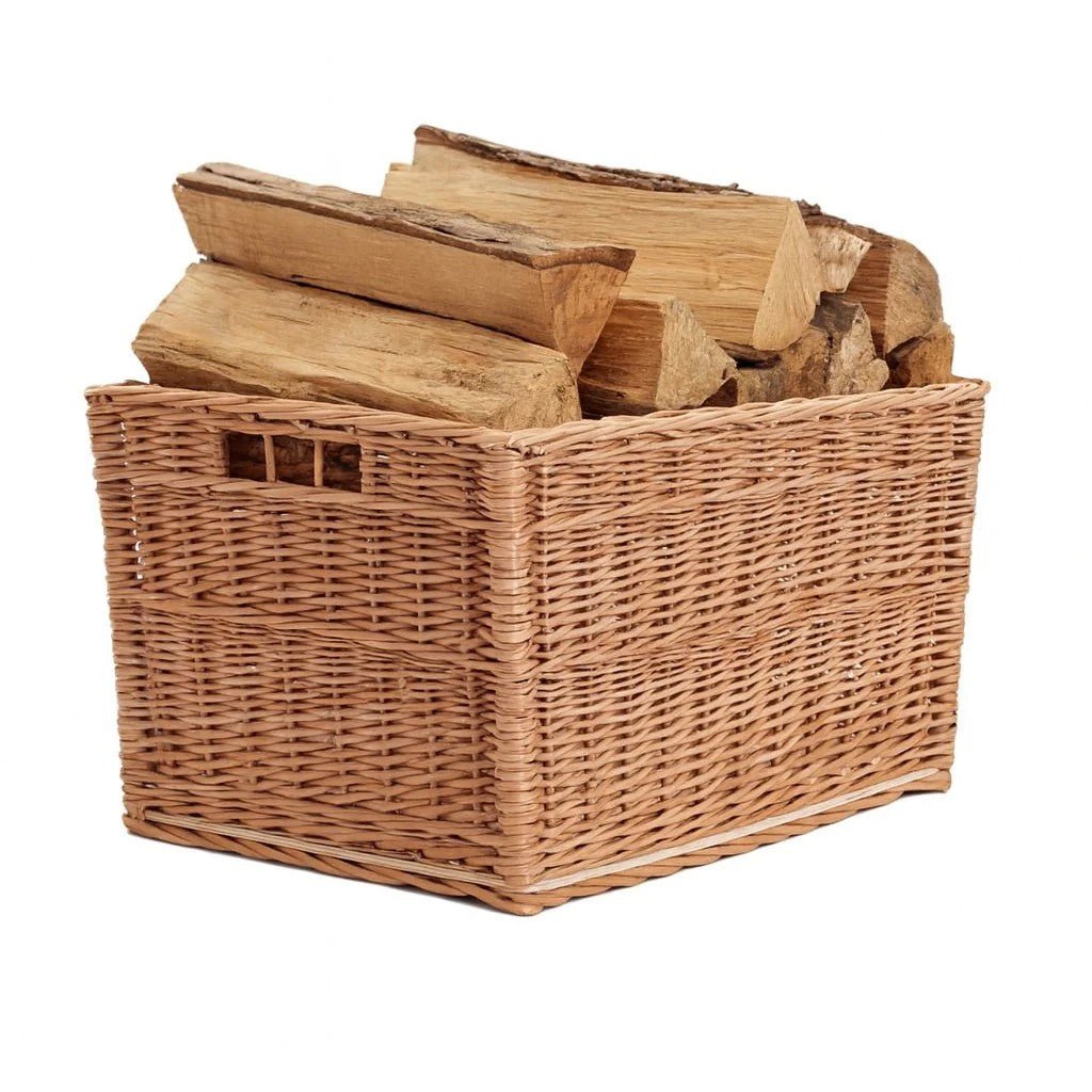 Handgeflochtener Weidenkorb für Brennholz, 50 l