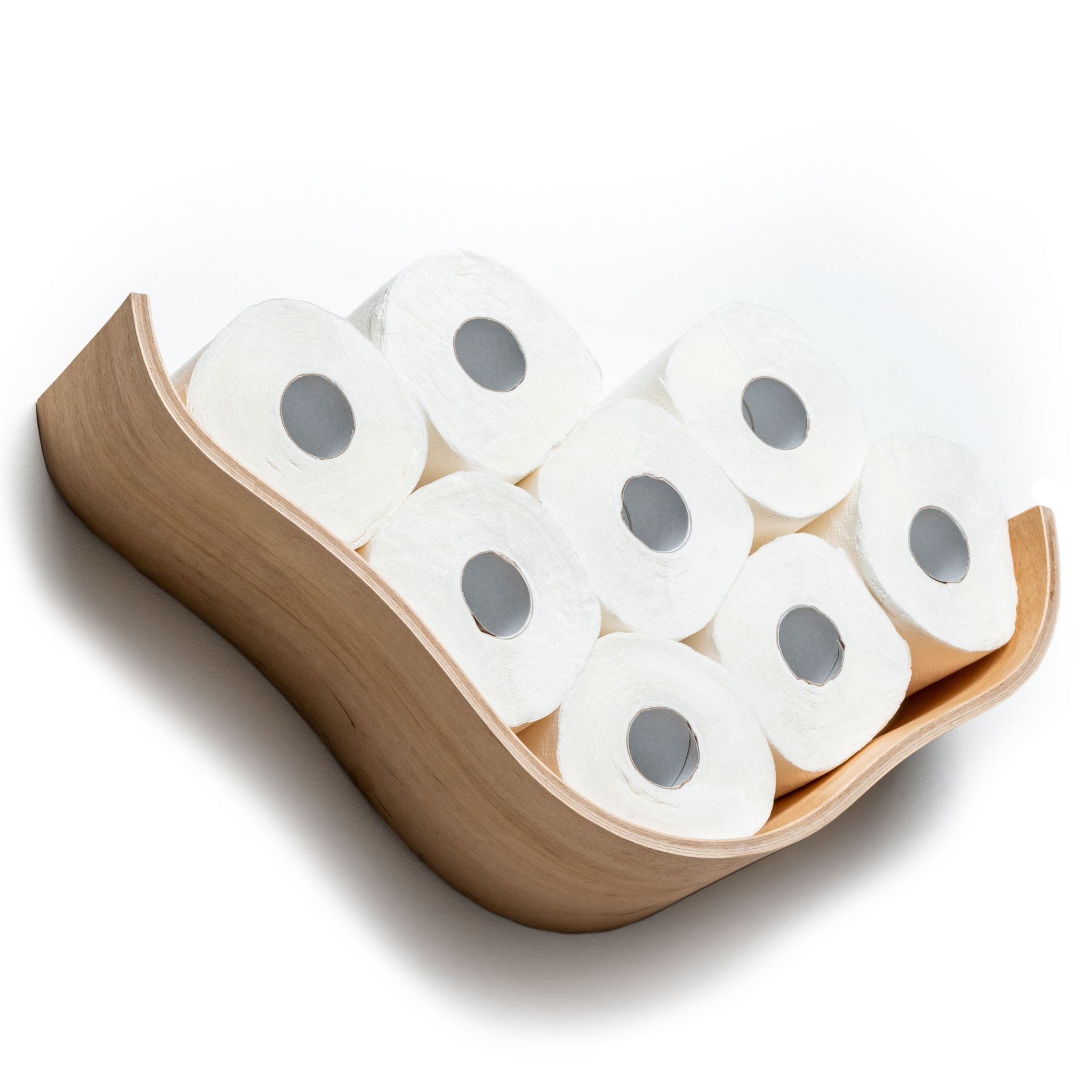Cloud Handmade Wooden Toilet Paper Holder crafted in Europe from birch plywood