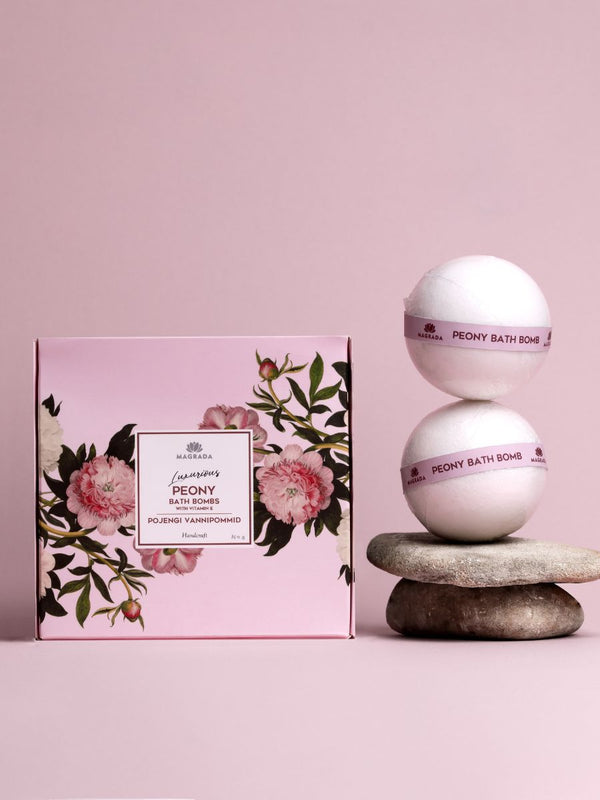 Luxurious Peony Bath Bombs with Vitamin E – Set of 4