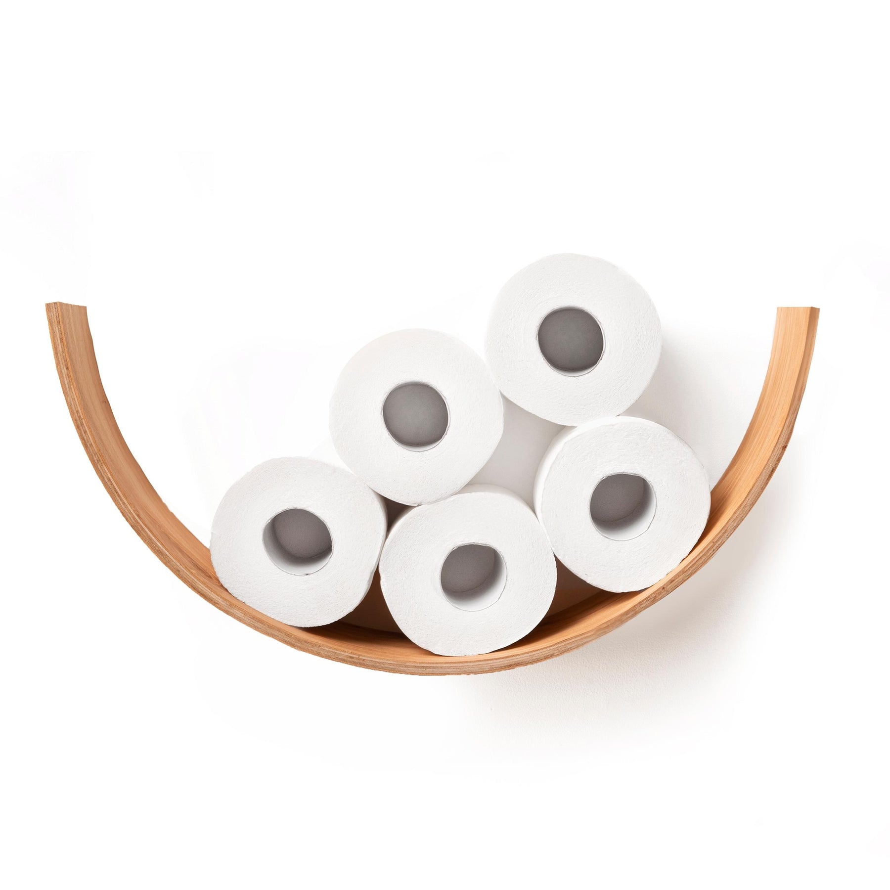 Smile Handmade Wooden Toilet Paper Holder crafted in Europe from birch plywood