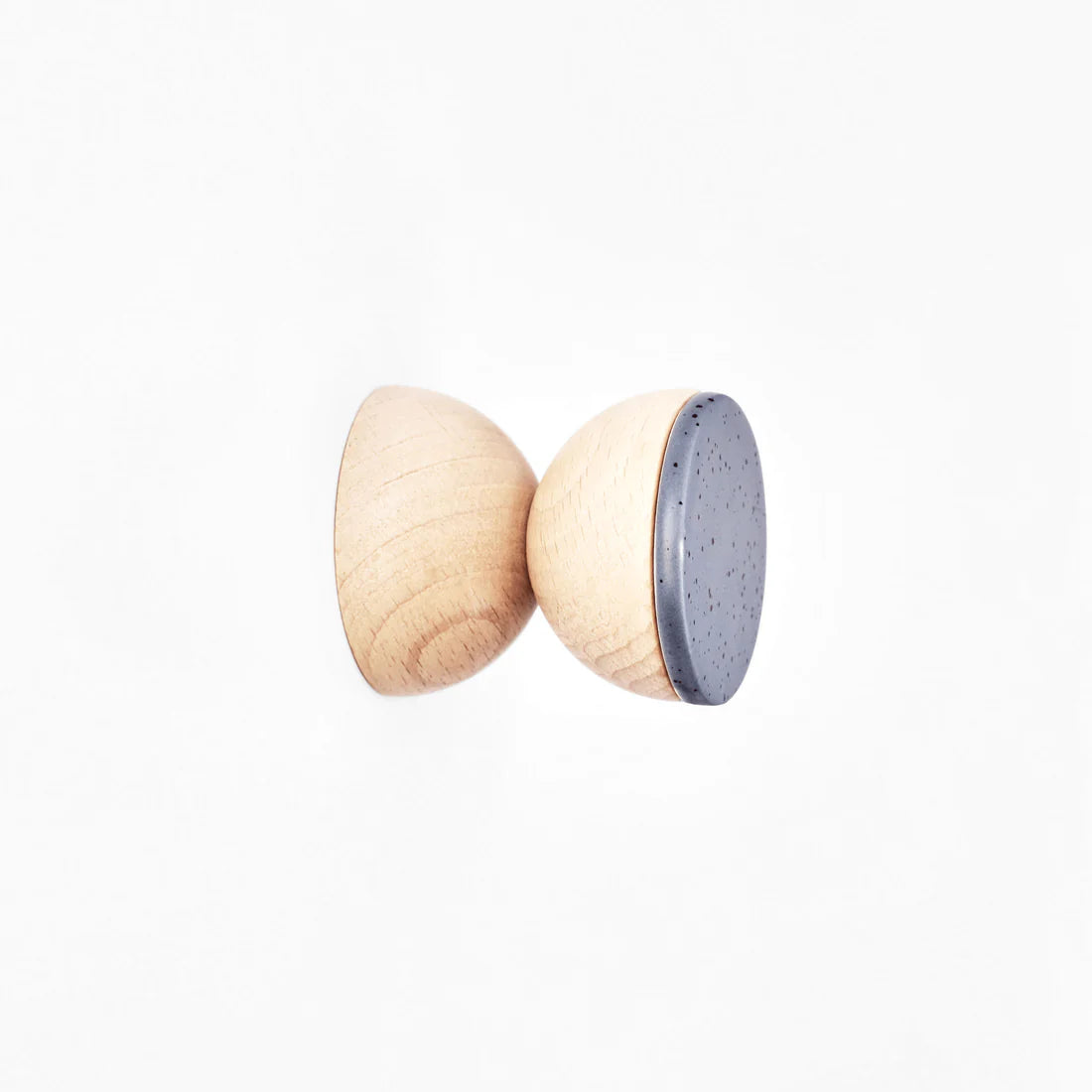 Beech Wood & Ceramic Wall Hook / Knob - Blue Black Specks