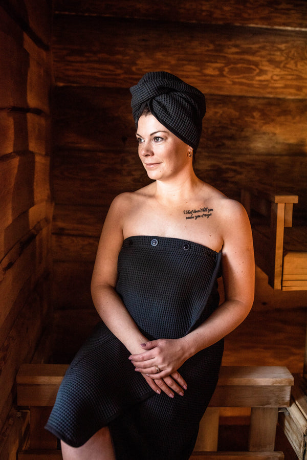 Cotton Waffle Hair Wrap for Women