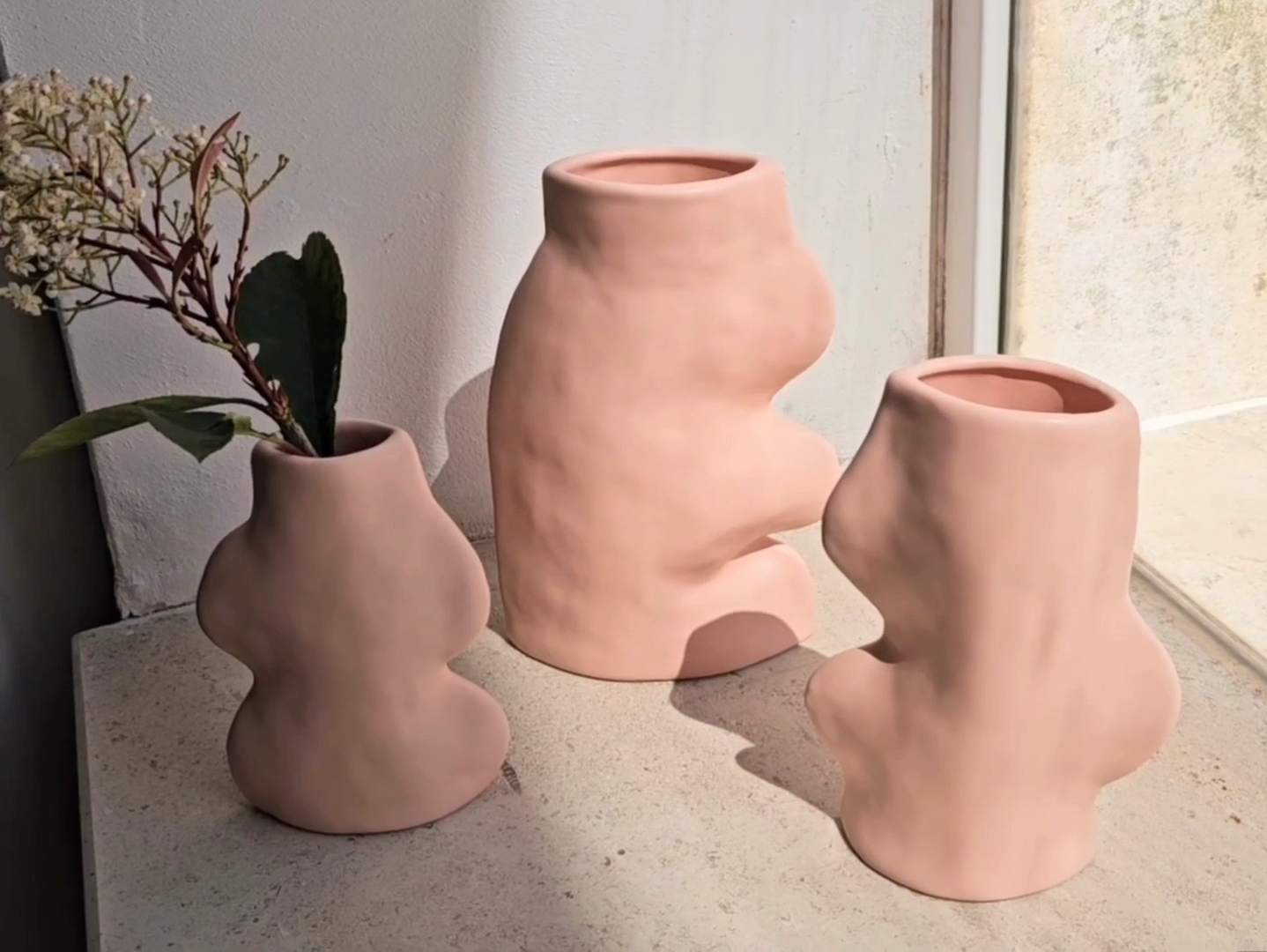 Fluxo Ceramic Vase Small - Pink