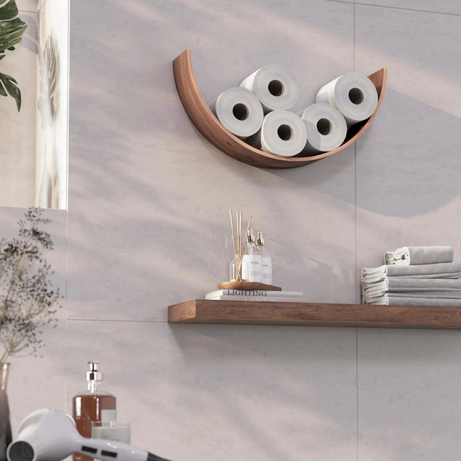 Smile Handmade Wooden Toilet Paper Holder crafted in Europe from birch plywood