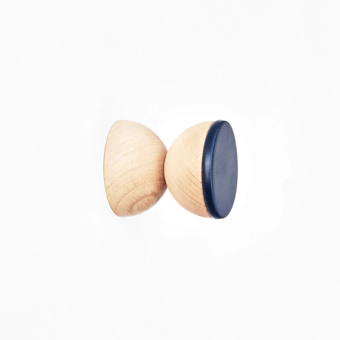 Beech Wood & Ceramic Wall Hook / Knob - Dark Blue