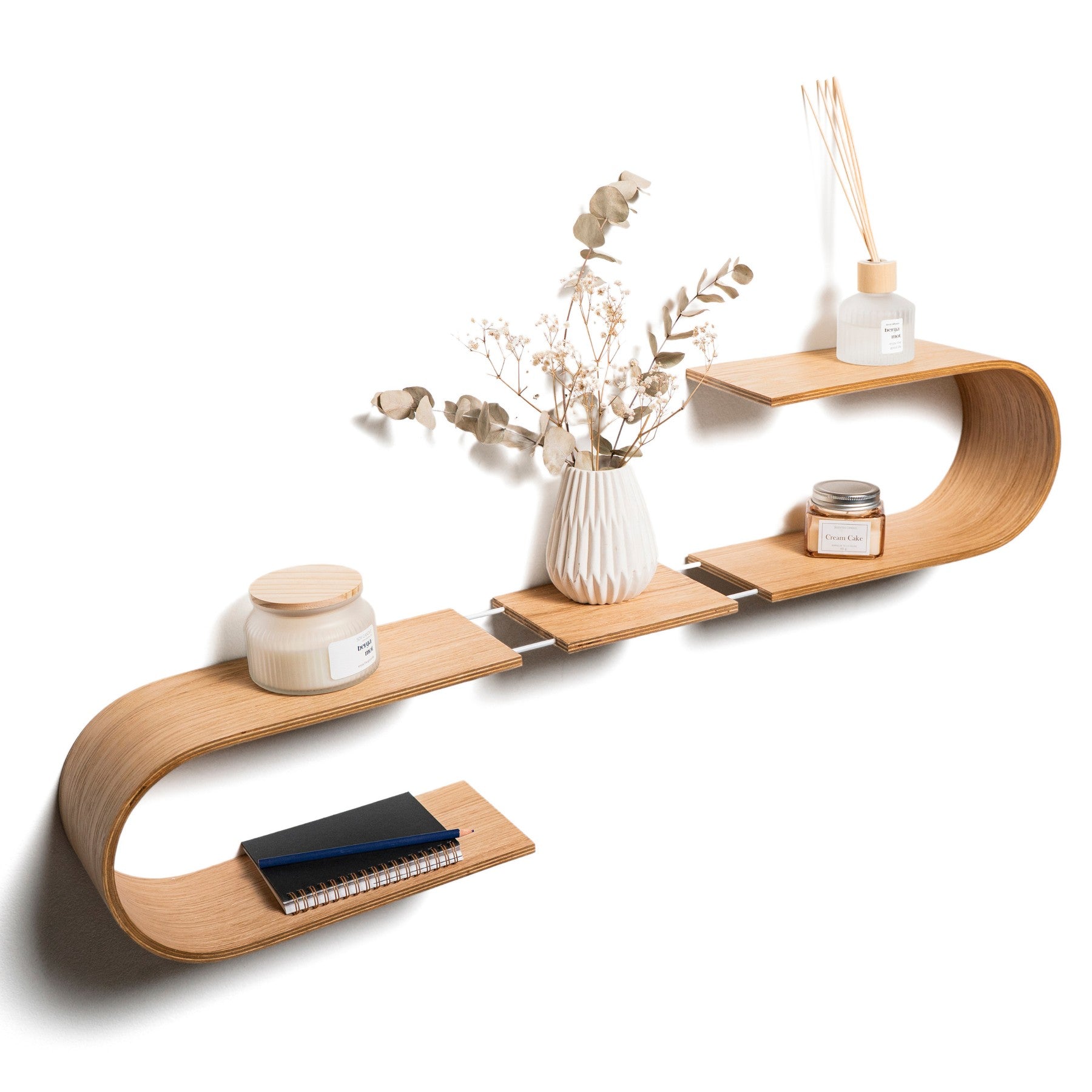 Luno Floating Wooden Wall Shelf handcrafted in Europe from birch plywood