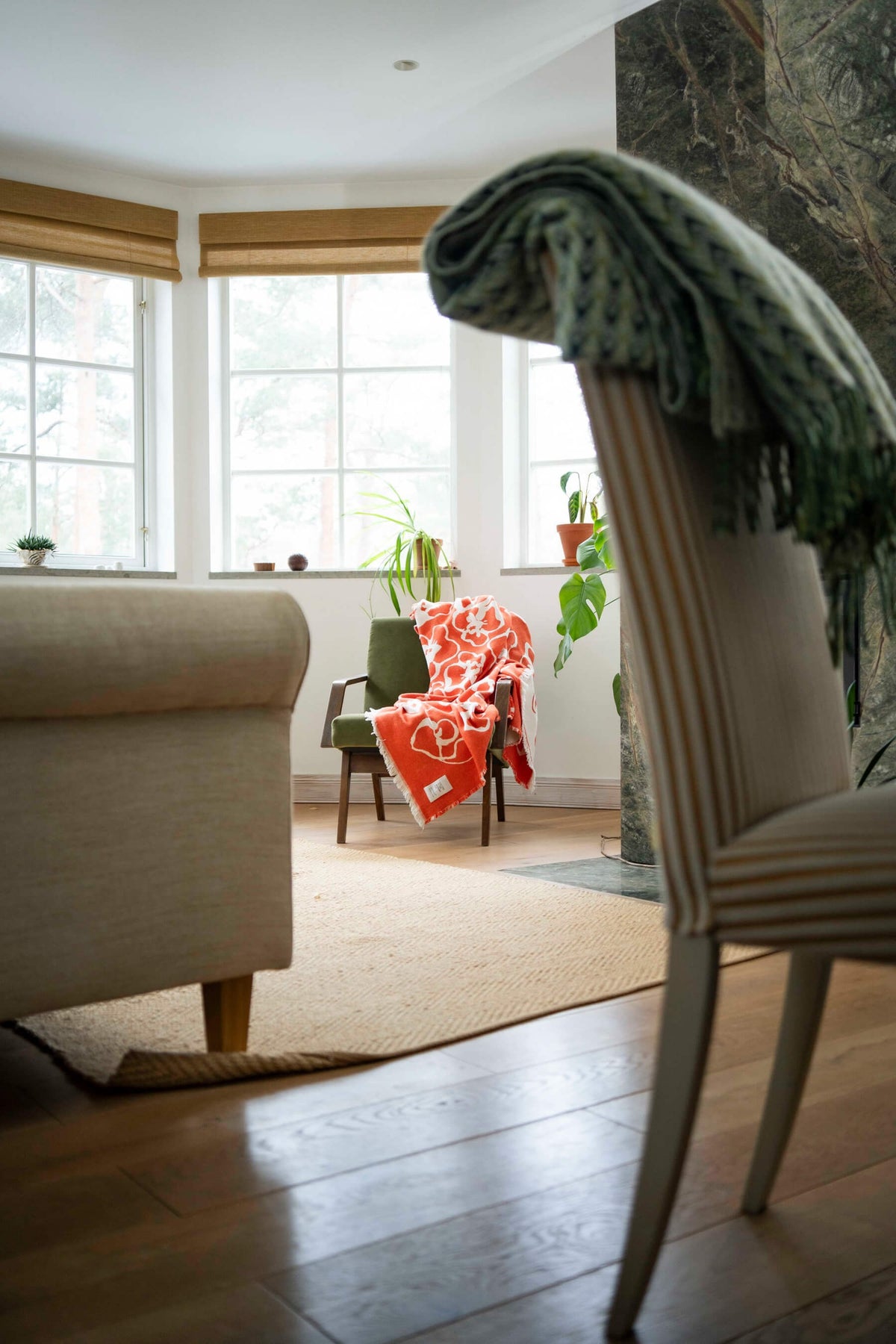 Flora cotton throw orange
