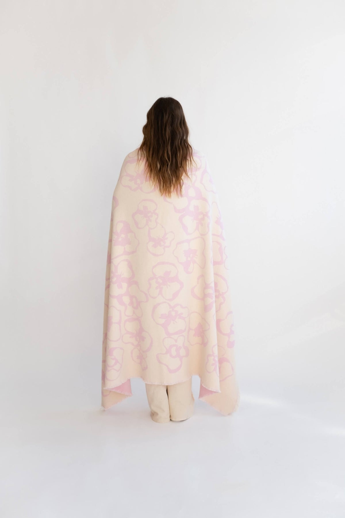 Flora cotton throw light pink
