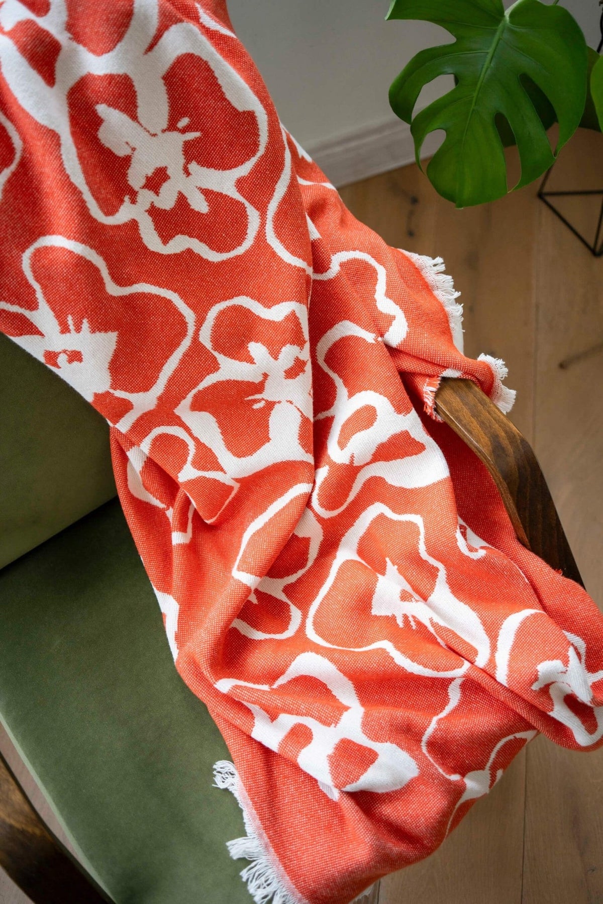 Flora cotton throw orange