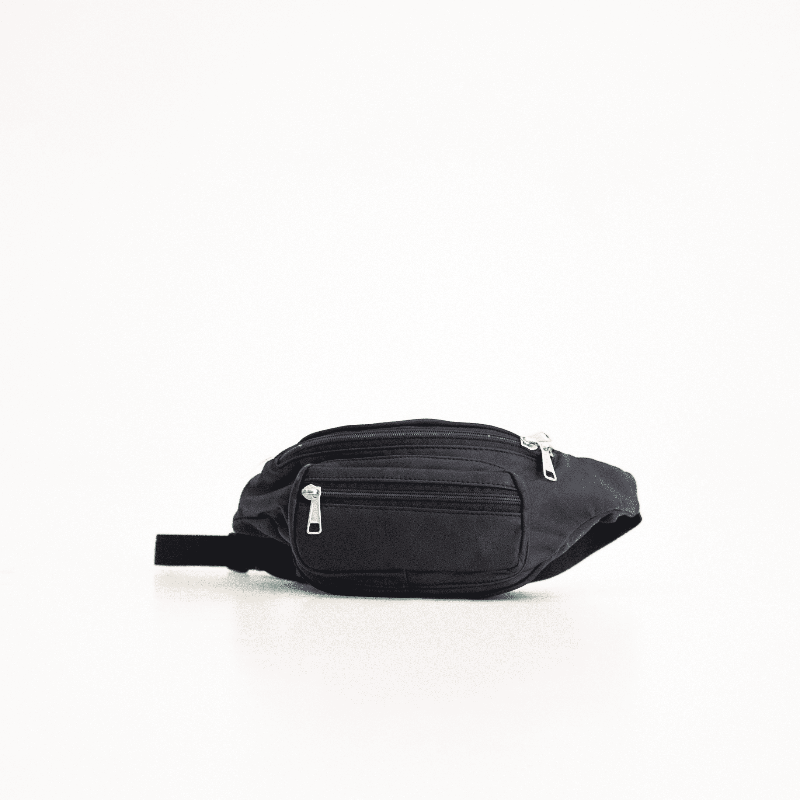 Papillon No. 22 schwarze Ledergürteltasche, handgefertigt in Europa