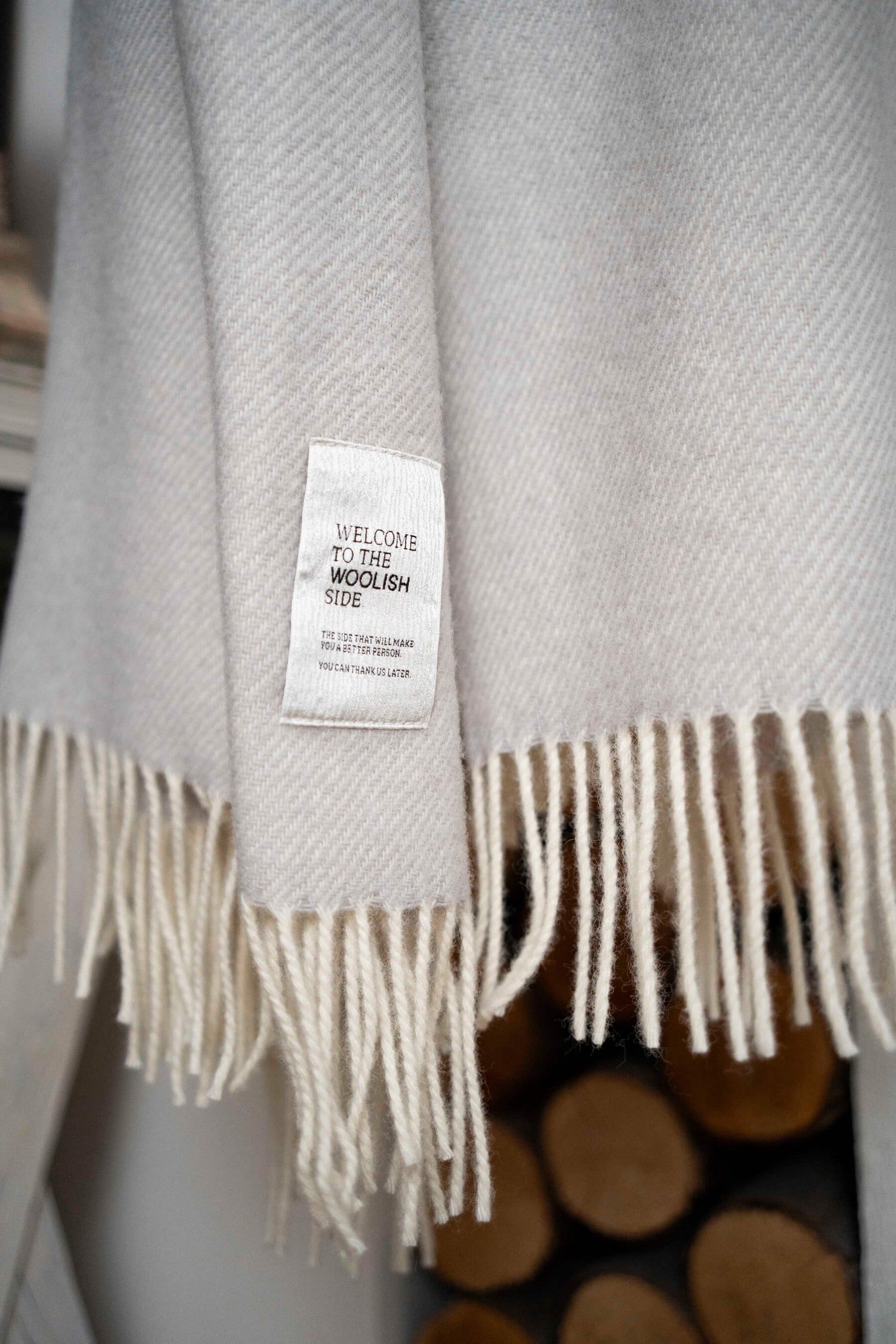 Close-up of Mira wool throw texture
