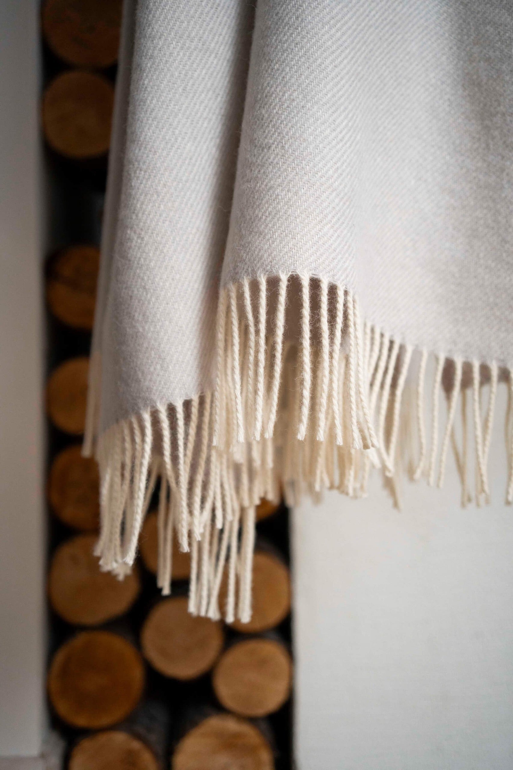 Close-up of Mira wool throw texture