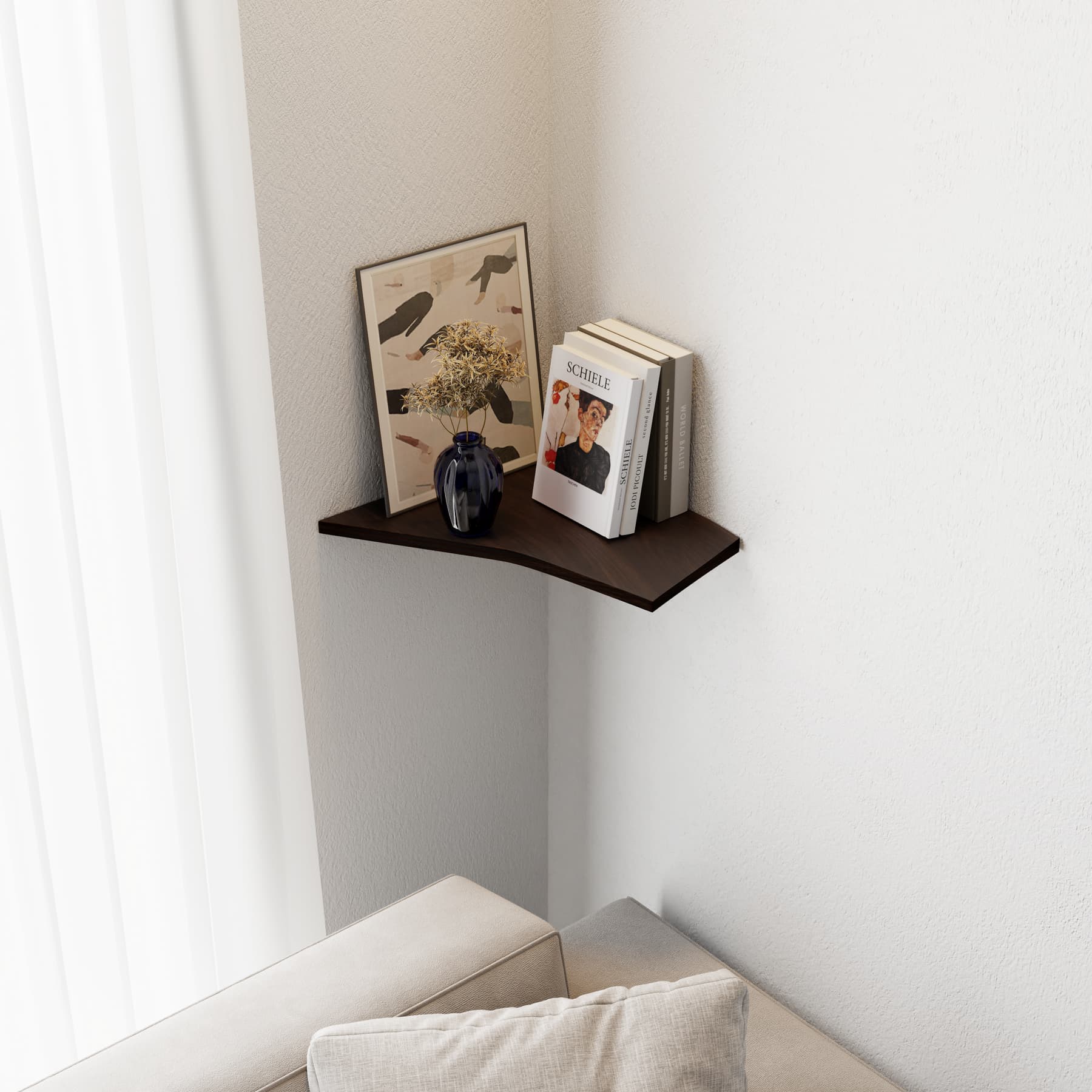 Wooden Corner Shelf handcrafted in Europe from birch plywood