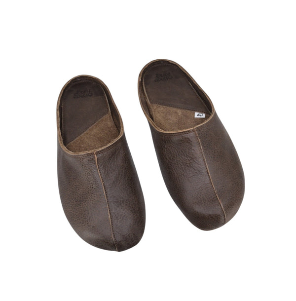 Sulbi Recycled Unisex Leather Slippers – Dark Brown